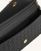 Celeste Woven Textured Envelope Top Handle Bag - Black