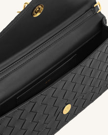 Celeste Woven Textured Envelope Top Handle Bag - Black