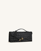 Celeste Woven Textured Envelope Top Handle Bag - Black