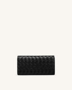Woven Texture Flap Wallet - Black
