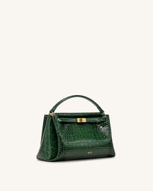 Carmen Top Handle Bag - Forest Green Croc