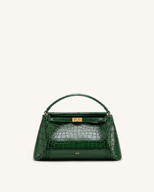 Carmen Top Handle Bag - Forest Green Croc