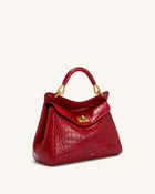 Lucia Classic Top Handle Bag - Burgundy Croc