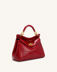 Lucia Classic Top Handle Bag - Burgundy Croc