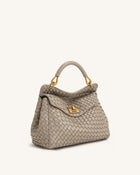 Lucia Classic Woven Top Handle Bag - Mud Gray