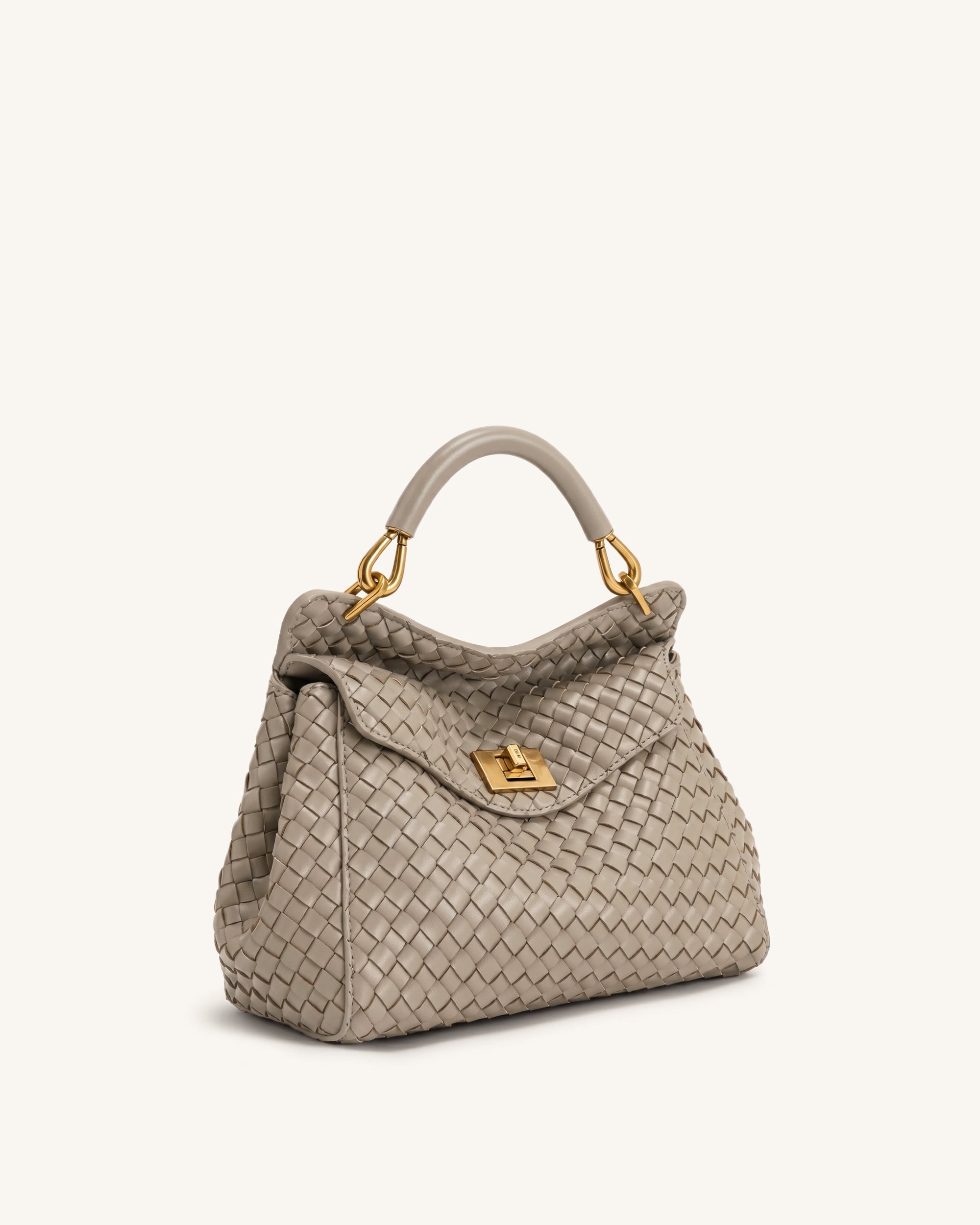 Lucia Classic Woven Top Handle Bag - Mud Gray