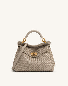 Lucia Classic Woven Top Handle Bag - Mud Gray