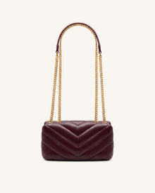 Riley Dachshund Quilted Flap Shoulder Bag - Deep Burgundy