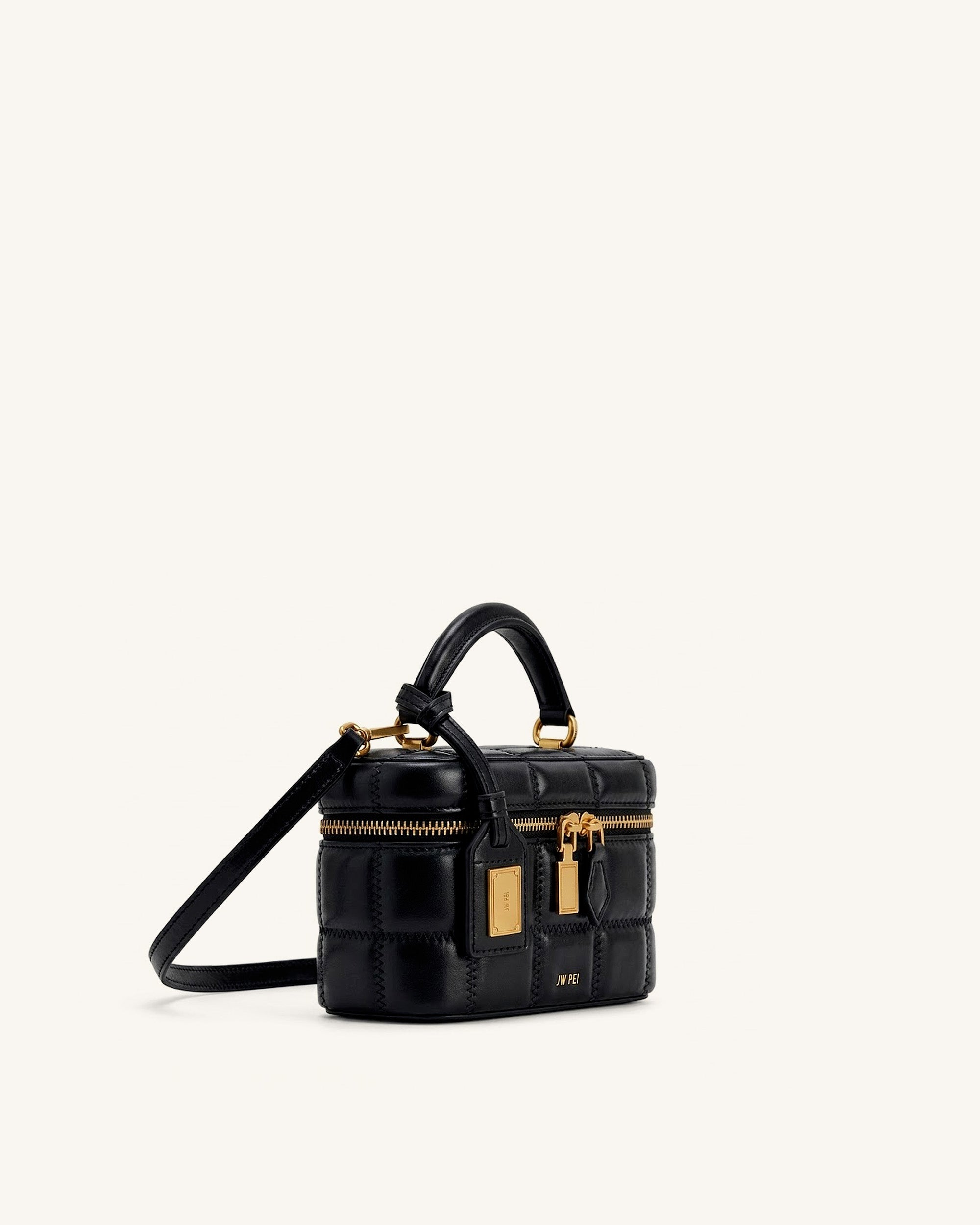 Cleo Box Shape Top Handle Bag - Black