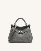 Lucia Classic Top Handle Bag - Grey Croc