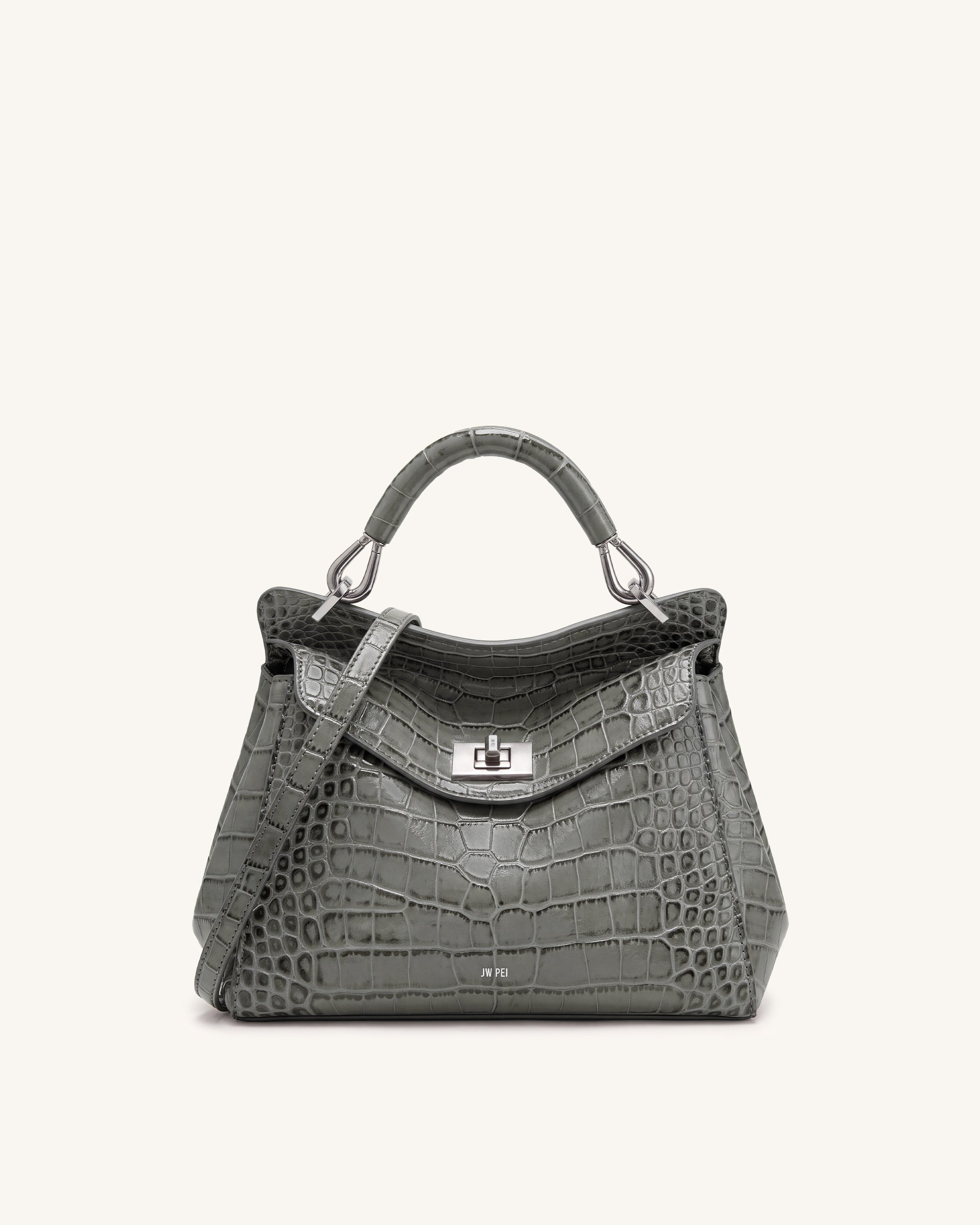 Lucia Classic Top Handle Bag - Grey Croc