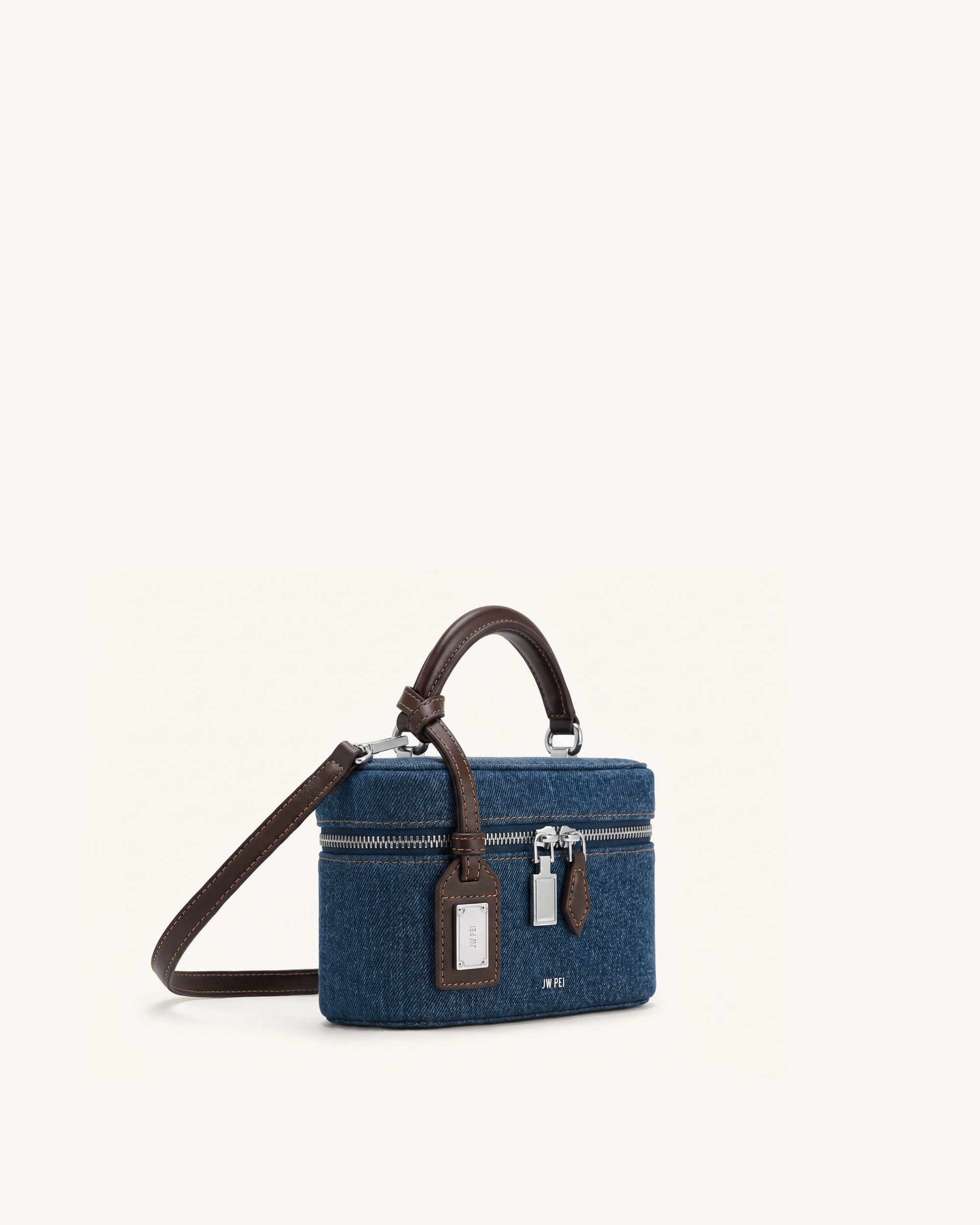 Cleo Box Shape Top Handle Bag - Dark Blue Denim