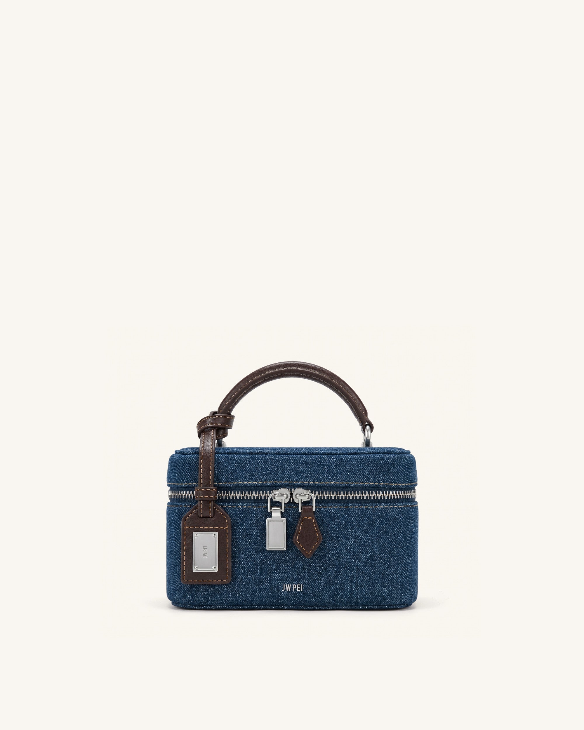 Cleo Box Shape Top Handle Bag - Dark Blue Denim