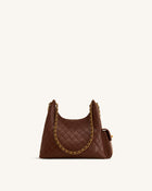 Vivian Quilted Chain Shoulder Bag - Brown