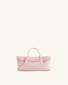 Maeve Dachshund Metal Charm Faux Suede Tote Bag - Pink