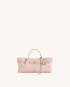 Maeve Dachshund Metal Charm Faux Suede Tote Bag - Pink