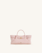 Maeve Dachshund Metal Charm Faux Suede Tote Bag - Pink