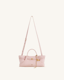 Maeve Dachshund Metal Charm Faux Suede Tote Bag - Pink