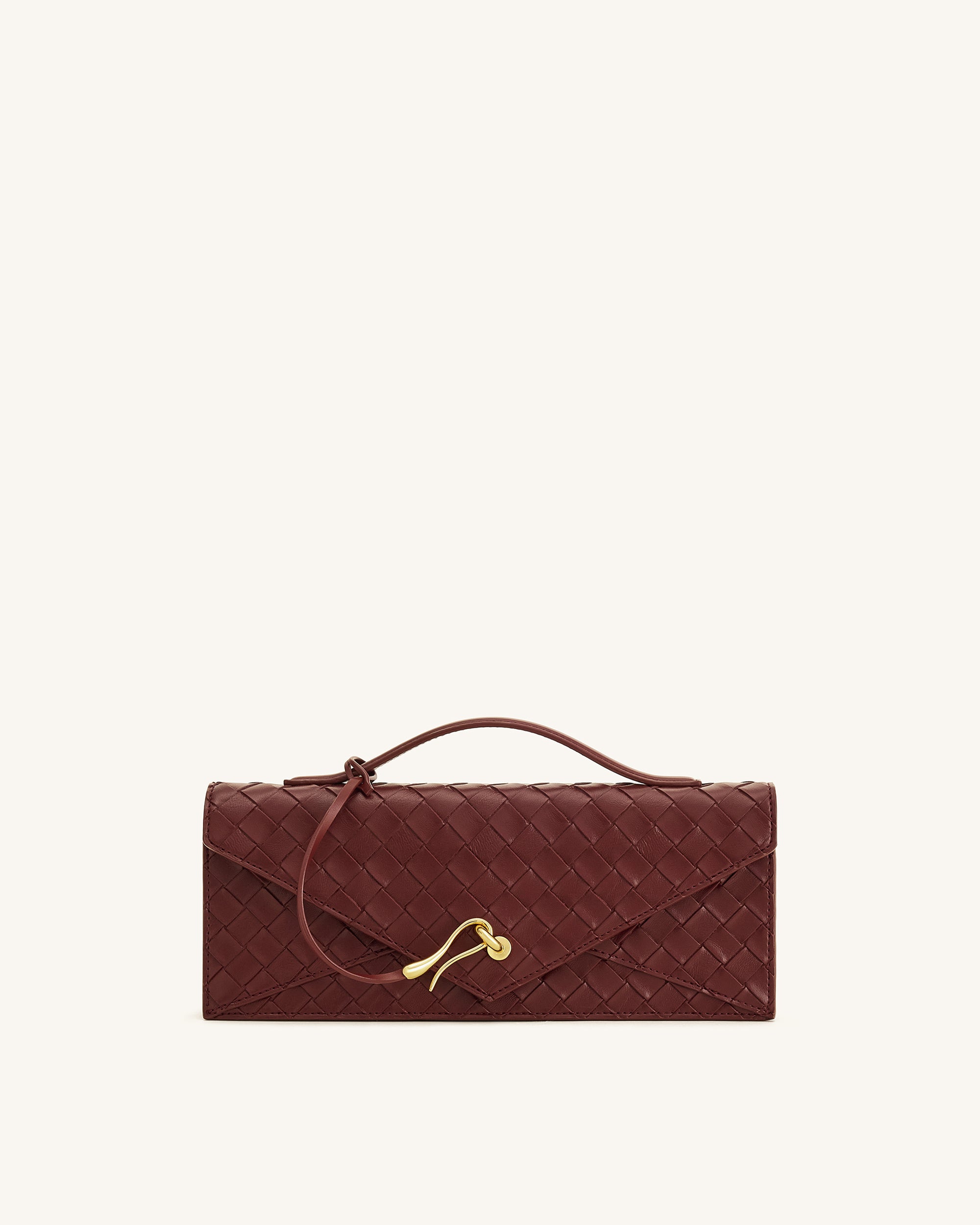 Celeste Woven Textured Envelope Top Handle Bag - Burgundy