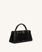 Elena Classic Top Handle Bag - Black Croc