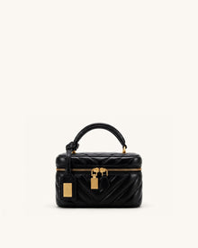 Cleo Box Shape Top Handle Bag - Charcoal Black