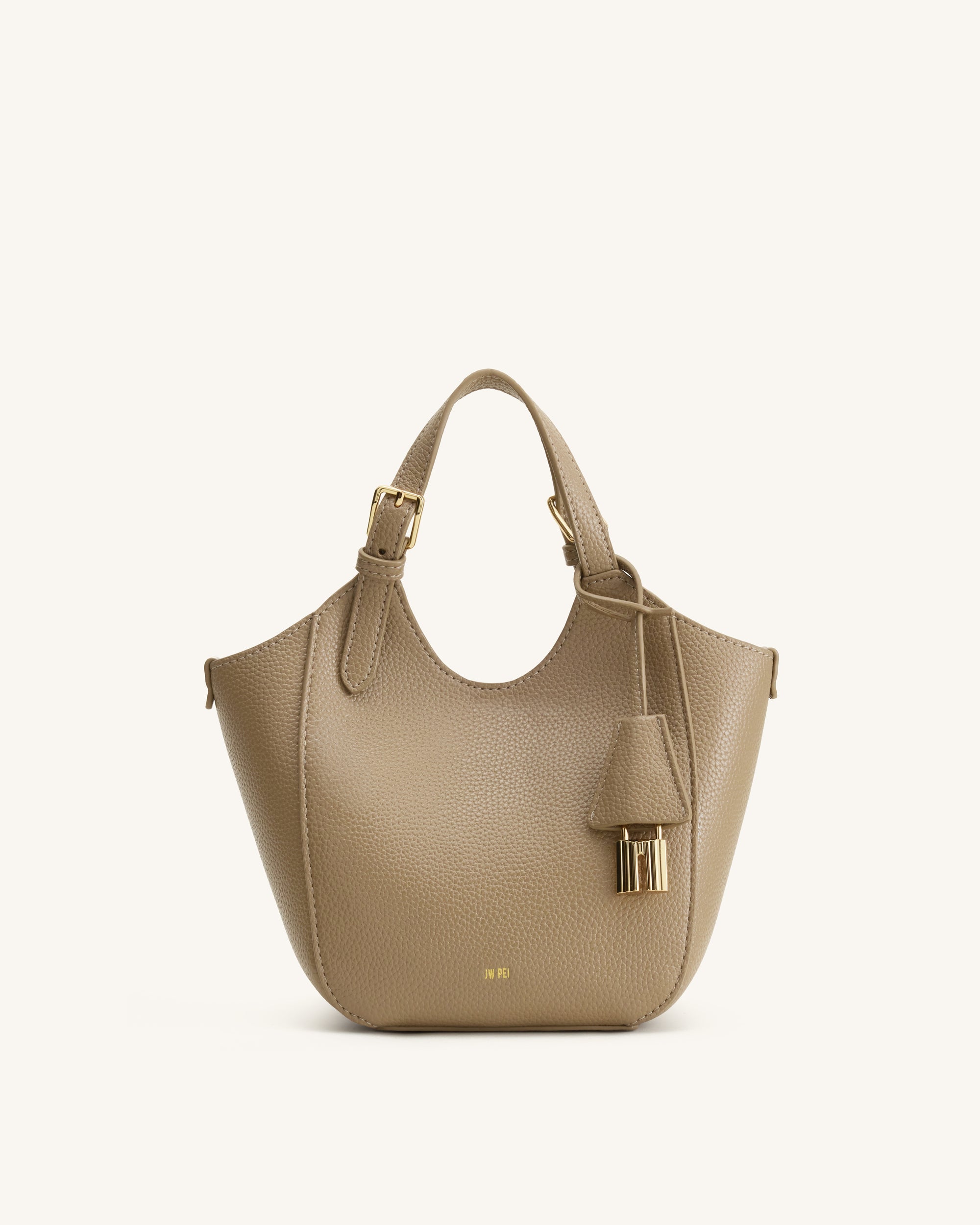 Ines Padlock Tote Bag - Gray Beige