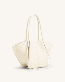 Nala Woven Texture Wide Tote Bag - Off-White