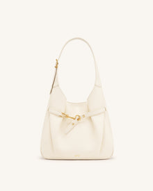 Alina Pebbled Hobo Bag - White