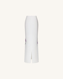 Iris Motif Maxi Skirt - White