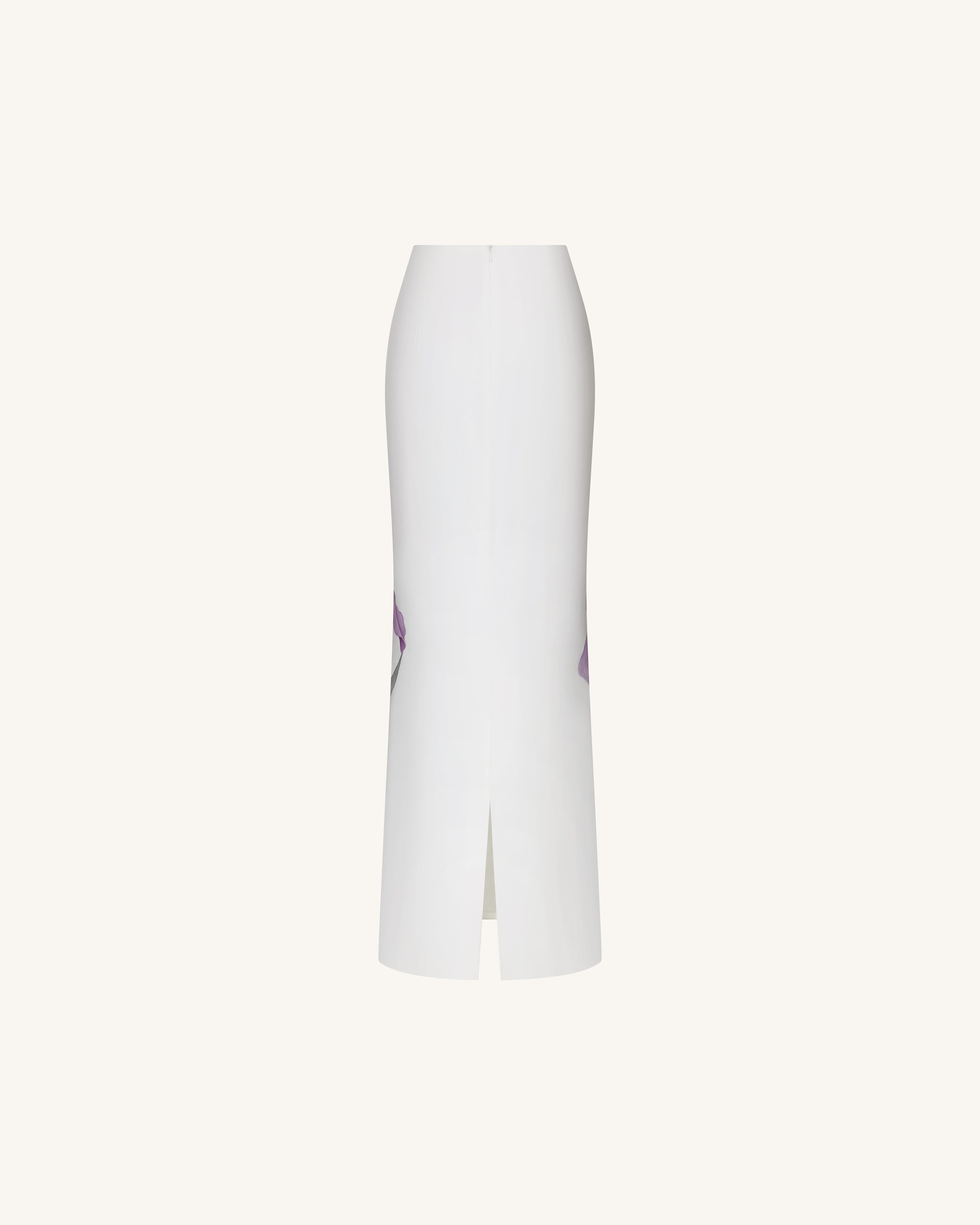 Iris Motif Maxi Skirt - White