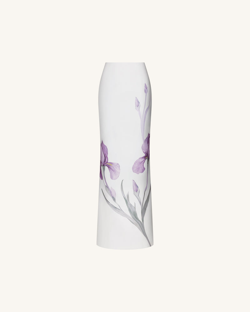 Iris Motif Maxi Skirt - White