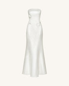 Strapless Floral Polyester Dress - White