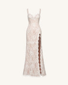 Lace Slit Maxi Dress - White
