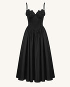 Orchid Embroidered Appliqué Corset Maxi Dress - Black