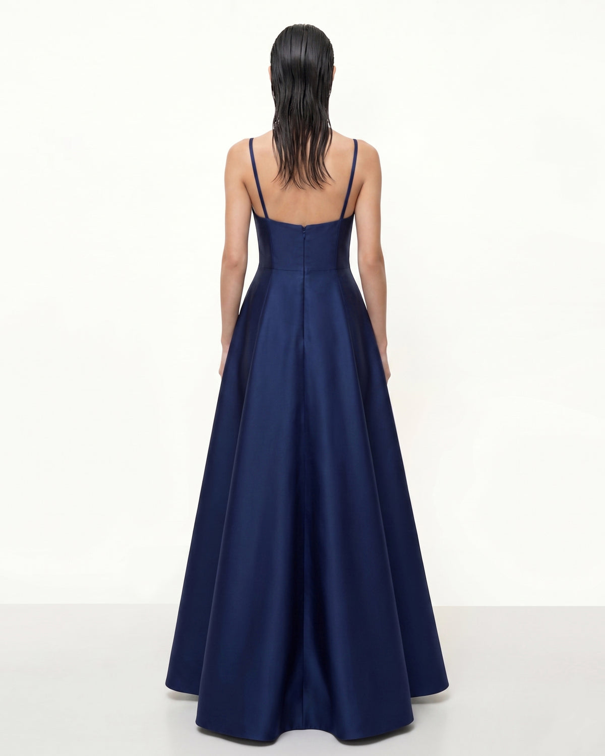 Iris Embroidered A-Line Maxi Dress - Navy Blue