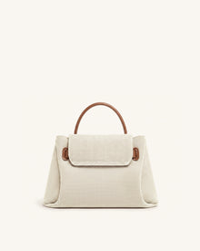 Rhea Small Double Buckle Shoulder Bag - Brown Canvas