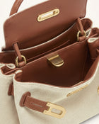 Rhea Small Double Buckle Shoulder Bag - Brown Canvas