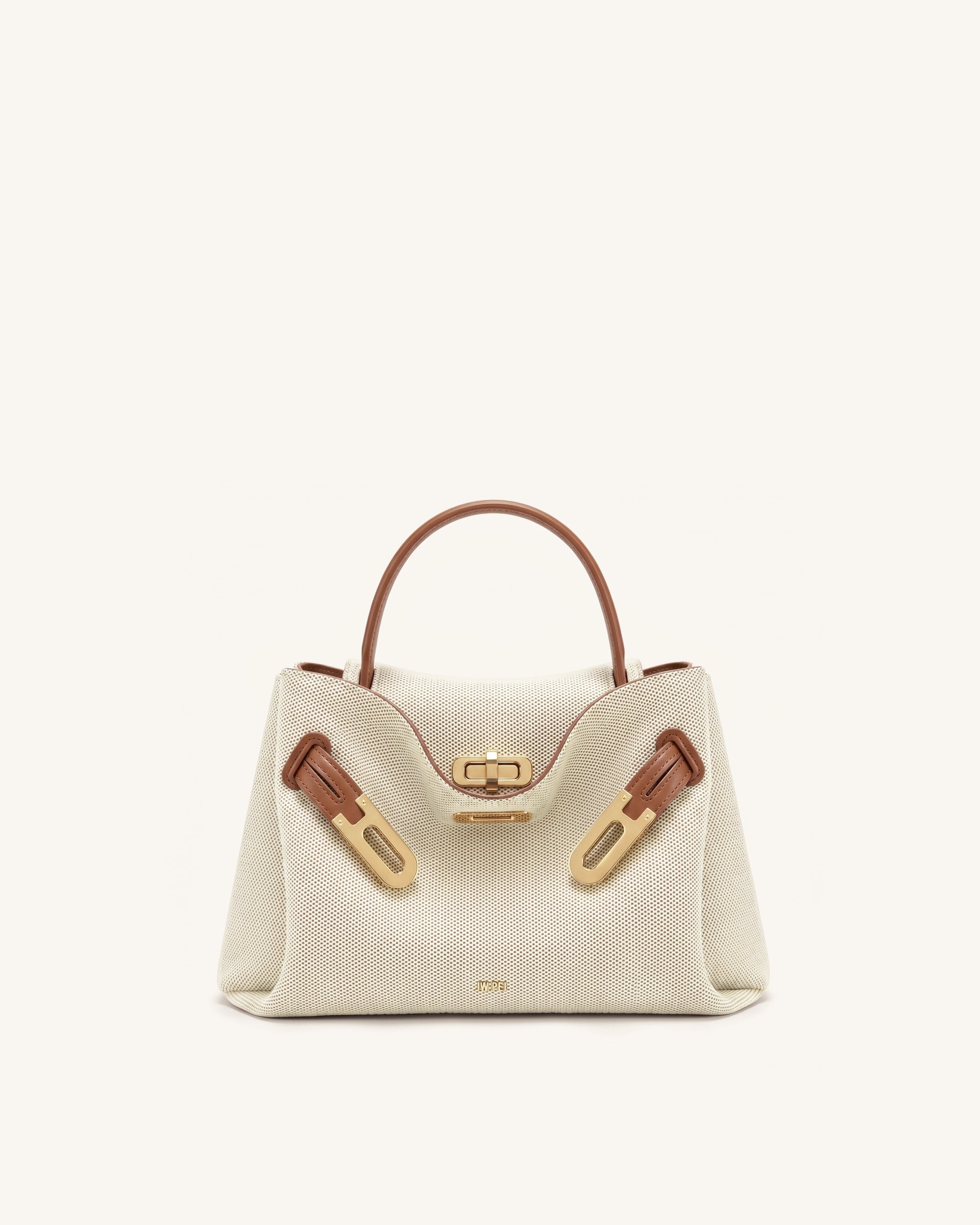 Rhea Small Double Buckle Shoulder Bag - Brown Canvas