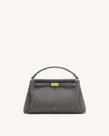 Carmen Faux Suede Top Handle Bag - Dark Gray