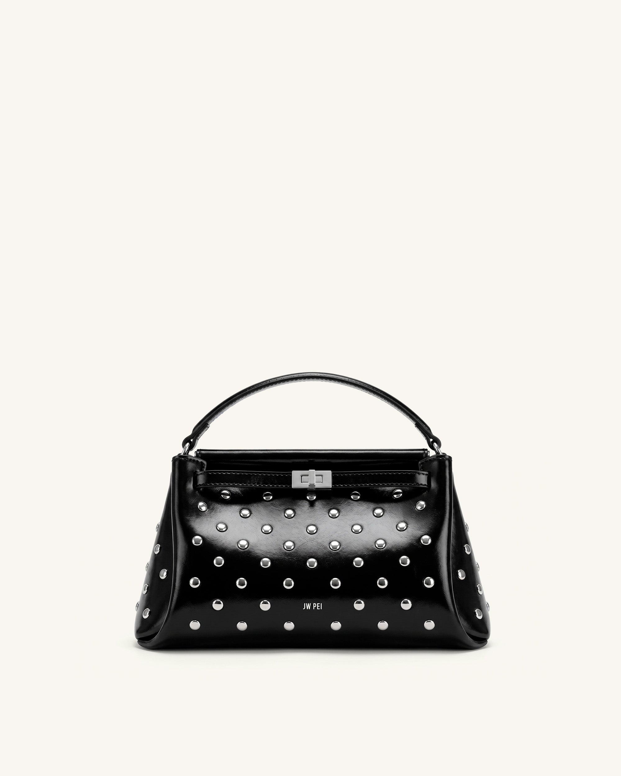 Carmen Studded Top Handle Bag - Ink Black