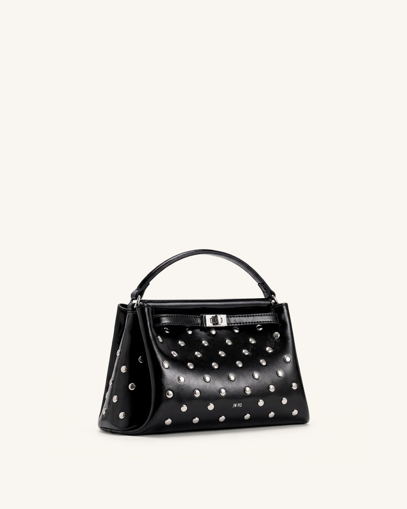 Carmen Studded Top Handle Bag - Ink Black