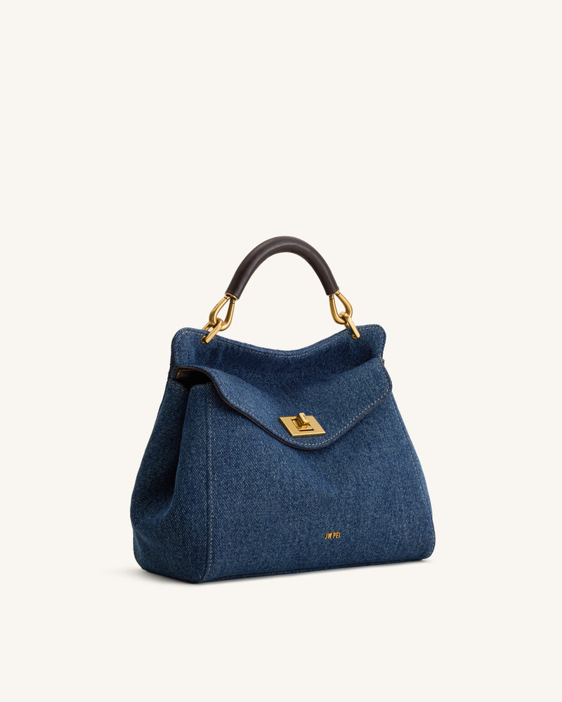 Lucia Classic Handbag - Blue Denim