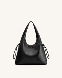 Celandra Drawstring Hobo Bag - Black