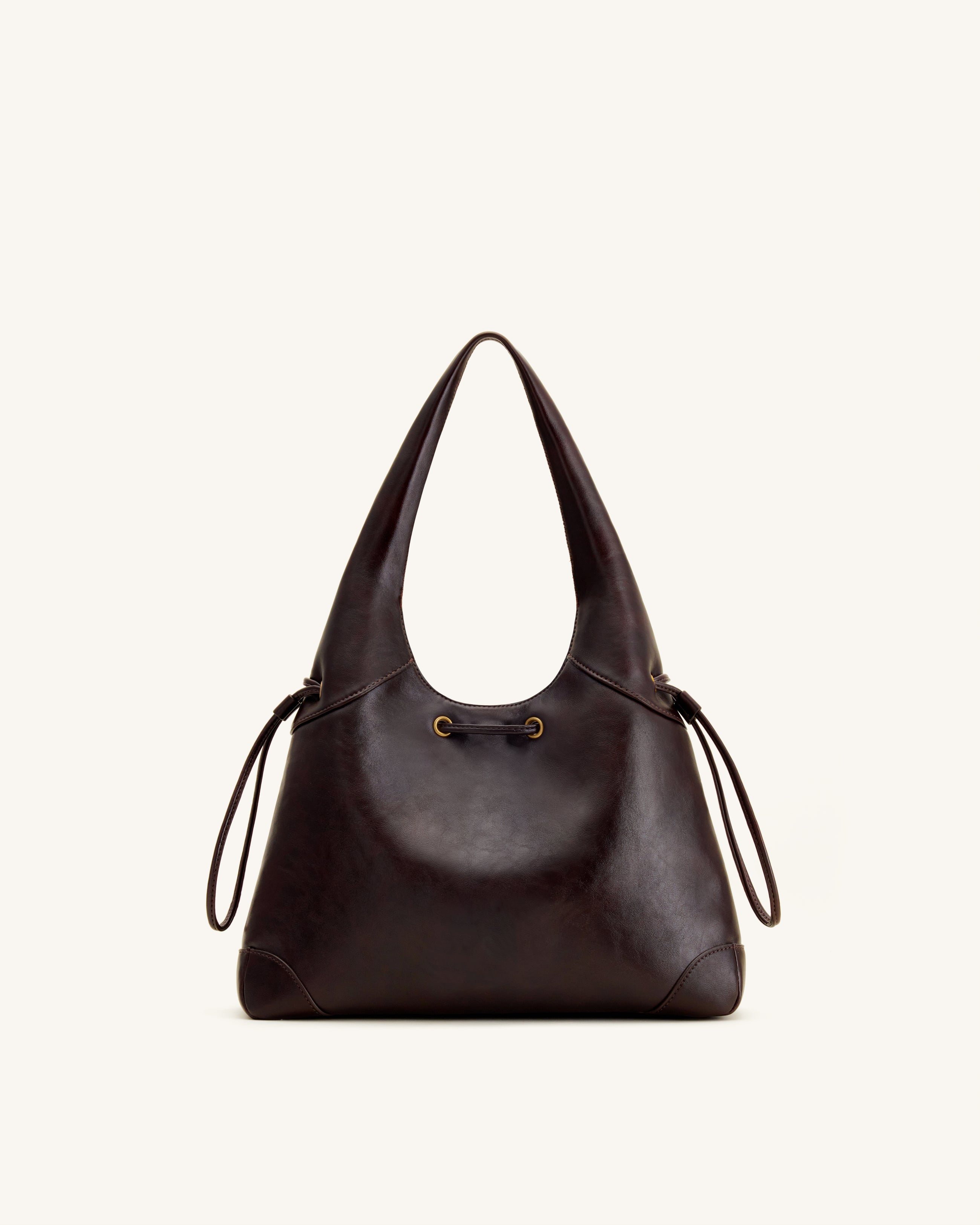 Celandra Drawstring Hobo Bag - Dark Brown