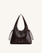 Celandra Drawstring Hobo Bag - Dark Brown