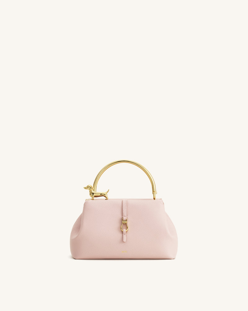 Bruna Dachshund Metal Handle Top Handle Bag - Light Pink