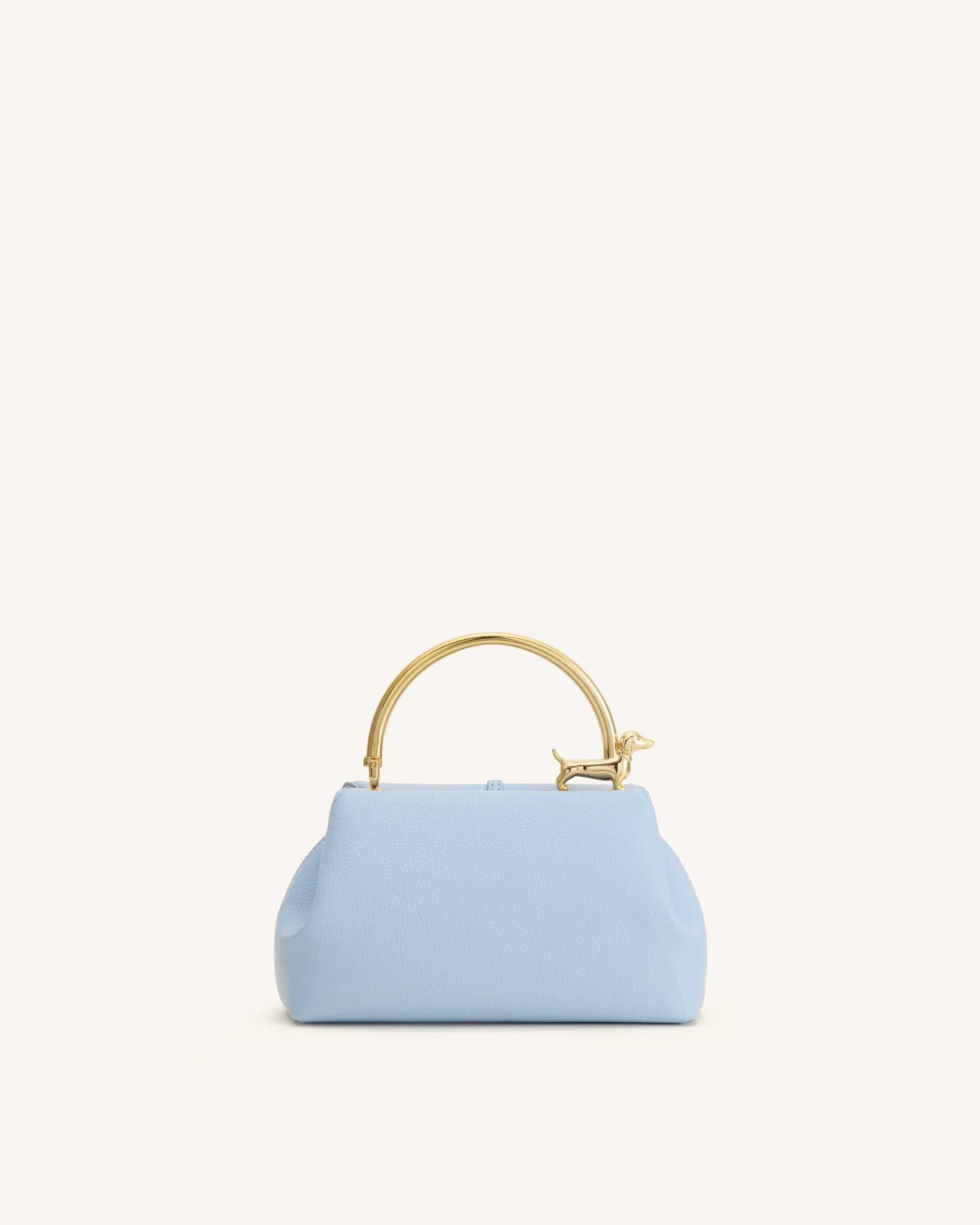 Bruna Dachshund Metal Handle Top Handle Bag - Light Blue