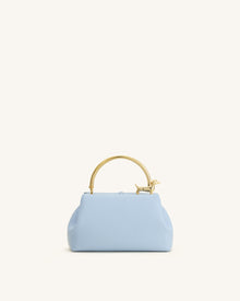 Bruna Dachshund Metal Handle Top Handle Bag - Light Blue