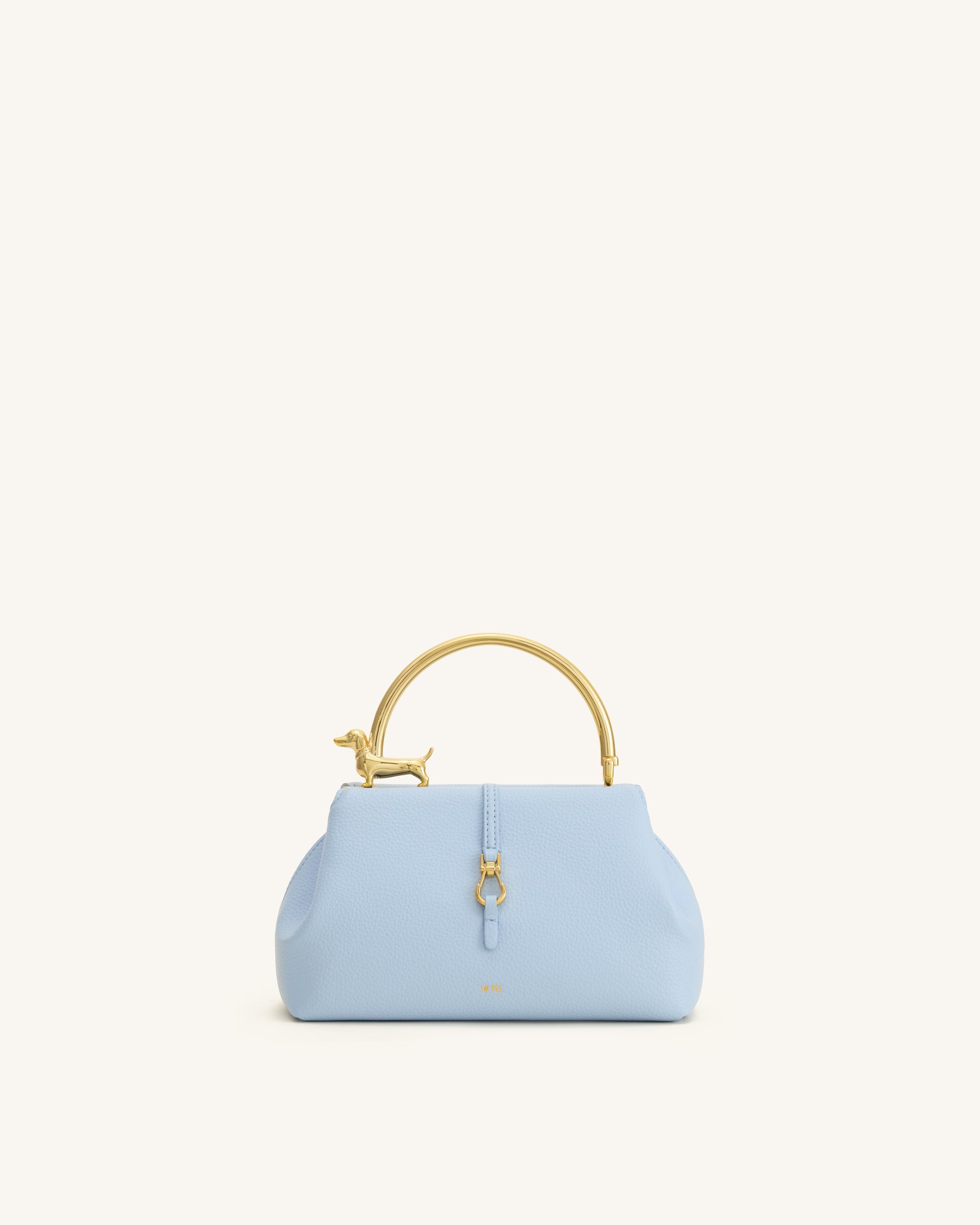 Bruna Dachshund Metal Handle Top Handle Bag - Light Blue