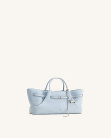 Maeve Dachshund Metal Charm Faux Suede Tote Bag - Blue